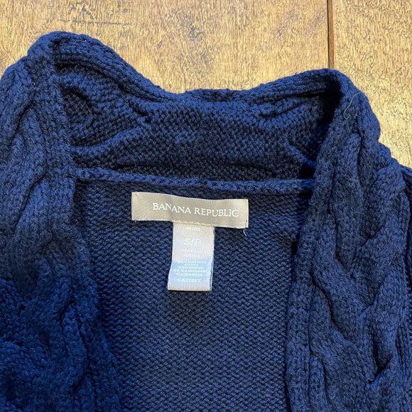 Banana Republic Dark Blue Cotton Cashmere Sweater Cardigan w/ Braided Details - Picture 11 of 11